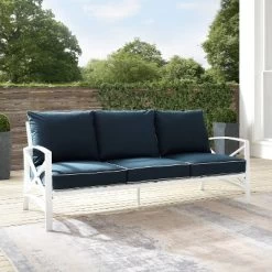 Kaplan Outdoor Metal Sofa White With Navy Cushions - Crosley -Outdoor Comfort Deals Store GUEST ab4b4b33 7ca3 47cb 9d20 c2cd1f8d47a6