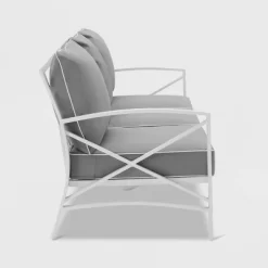 Kaplan Outdoor Metal Sofa White With Gray Cushions - Crosley -Outdoor Comfort Deals Store GUEST abd82e14 ee96 4695 8113 f8178115029c