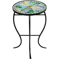 Teal Island Designs Modern Black Round Outdoor Accent Side Table 14" Wide Blue Green Dragonfly Mosaic Tabletop Front Porch Patio Home House 10 Teal Island Designs Modern Black Round Outdoor Accent Side Table 14" Wide Blue Green Dragonfly Mosaic Tabletop Front Porch Patio Home House -Outdoor Comfort Deals Store GUEST ac508d69 9610 462c a59e 9514485e46f0