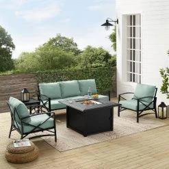 Kaplan 5pc Outdoor Sofa Set With Fire Table - Mist - Crosley -Outdoor Comfort Deals Store GUEST ac8d7a10 df67 4f1e 9dd9 f1573c6d9221