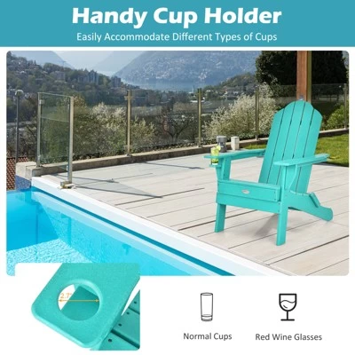 Tangkula Folding Adirondack Chair Outdoor Adirondack Chair Weather Resistant Lounger For Backyard Porch Poolside Turquoise/Grey/White/Black 2 Tangkula Folding Adirondack Chair Outdoor Adirondack Chair Weather Resistant Lounger For Backyard Porch Poolside Turquoise/Grey/White/Black - Image 2