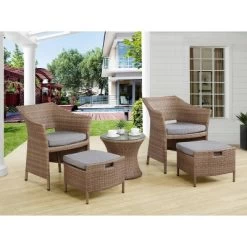 Kokoli 5pc Conversation Set - Brown - Alaterre Furniture