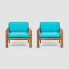 Santa Ana 2pk Acacia Wood Club Chairs Teak/Teal - Christopher Knight Home