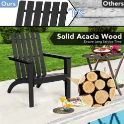 Tangkula 3PCS Patio Adirondack Chair Side Table Set Solid Wood Garden Deck Bistro Set Classic Furniture -Outdoor Comfort Deals Store GUEST ae243871 cc68 48b7 8108 b6d41f041e29