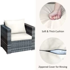 Tangkula 3-Piece Patio Wicker Conversation Set Bistro Rattan Sofa Chair With Washable Cushion -Outdoor Comfort Deals Store GUEST af2cc8fb ee1c 4224 ae32 833968f3f2a4