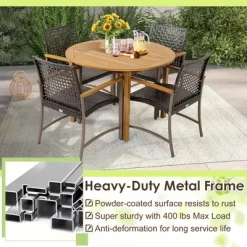 Costway Set Of 4 Patio Dining Chairs Outdoor Wicker Armchairs With Acacia Wood Armrests -Outdoor Comfort Deals Store GUEST af7b0c57 e34a 4067 91c2 b441f670e8d4