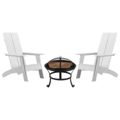 Merrick Lane Outdoor Set With Modern Adirondack Rocking Chairs & Wood Burning Fire Pit, Poker & Spark Screen -Outdoor Comfort Deals Store GUEST afcd2651 2fb3 4ba3 a6bc 8b784291661f