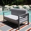 Patio Aluminum Outdoor Loveseat, Patio Sofa Couch Chair With Cushions (Grey)