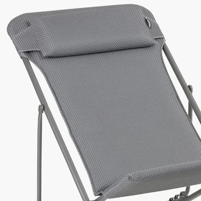 Lafuma Maxi Transat Plus Adjustable Foam Padded Ultra Compact Reclining Foldable Sling Chair With Headrest For Indoors And Outdoors, Silver 3 Lafuma Maxi Transat Plus Adjustable Foam Padded Ultra Compact Reclining Foldable Sling Chair With Headrest For Indoors And Outdoors, Silver - Image 3