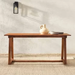 Saracina Home 66" Modern Slatted Rectangle Outdoor Dining Table With Trapezoid Legs -Outdoor Comfort Deals Store GUEST b120e986 2ba9 4ea4 8e02 4f0ec89b2230