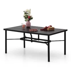 7pc Outdoor Dining Set With 6 Chairs With Seat & Back Cushions & Metal Rectangle Table With Umbrella Hole - Captiva Designs -Outdoor Comfort Deals Store GUEST b140e780 5556 4171 b098 1213f5abbf3d