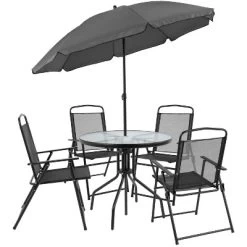 Flash Furniture Nantucket 6 Piece Patio Garden Set With Table, Umbrella And 4 Folding Chairs -Outdoor Comfort Deals Store GUEST b1fe8fdb 0284 4ebe 8685 af8b14260d42
