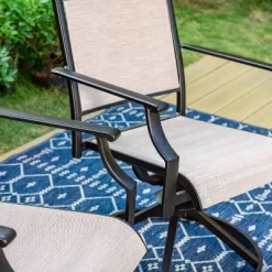 5pc Outdoor Dining Set With Swivel Sling Chairs & Metal Slat Square Table With 1.57" Umbrella Hole - Captiva Designs -Outdoor Comfort Deals Store GUEST b20ced18 de35 4943 a96f 2a496cbbac59