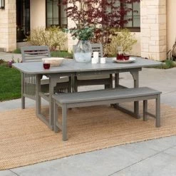 Ravenscroft 4pc Extendable Acacia Wood Outdoor Dining Set - Saracina Home -Outdoor Comfort Deals Store GUEST b20e0fe7 9276 456a 86ae 1099a38eba59