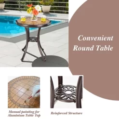 Costway 3PCS Patio Bistro Set Round Table Chairs All Weather Cast Aluminum Yard -Outdoor Comfort Deals Store GUEST b378dd7a 9982 4f73 8bdc 2c2c9b908908
