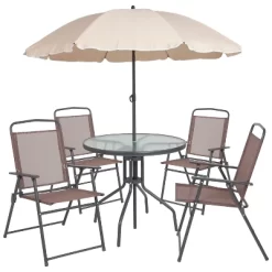 Flash Furniture Nantucket 6 Piece Patio Garden Set With Table, Umbrella And 4 Folding Chairs -Outdoor Comfort Deals Store GUEST b3a14010 afd2 4386 b542 672cc1dd190c