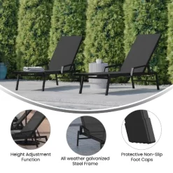 Emma And Oliver Set Of 2 Textilene Adjustable 5 Position Patio Chaise Lounge With Armrests And Metal Frame -Outdoor Comfort Deals Store GUEST b3f48a26 4d67 41ea b101 2456761f1598