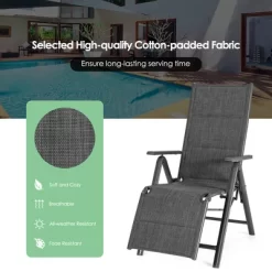 Costway Outdoor Foldable Reclining Padded Chair Aluminum Frame Adjustable -Outdoor Comfort Deals Store GUEST b49ede1c f3dd 4126 b03f 2aea790948d7