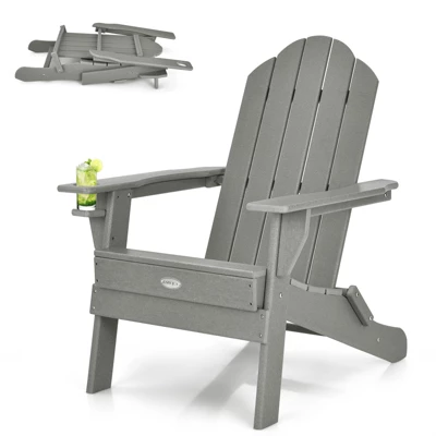 Tangkula Folding Adirondack Chair Outdoor Adirondack Chair Weather Resistant Lounger For Backyard Porch Poolside Turquoise/Grey/White/Black 9 Tangkula Folding Adirondack Chair Outdoor Adirondack Chair Weather Resistant Lounger For Backyard Porch Poolside Turquoise/Grey/White/Black - Image 9