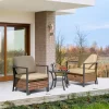Costway 5PCS Patio Wicker Conversation Set Space Saving Cushions Chairs With Ottomans Table