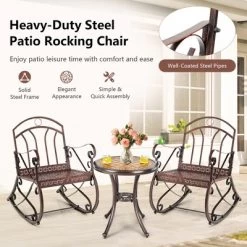 Costway Patio Rocking Chair Art Scroll Rocker Backrest Armrests Antique Copper Backyard -Outdoor Comfort Deals Store GUEST b6c0b349 7d5c 4bb9 abde 00a3e951917e