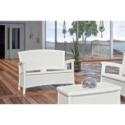 Suncast ELEMENTS Resin Patio Storage Loveseat - White -Outdoor Comfort Deals Store GUEST b6f23341 190c 4ed8 9167 707b517133d5
