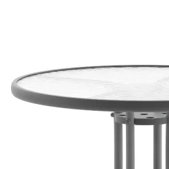 Flash Furniture Bellamy 31.5'' Silver Round Tempered Glass Metal Table -Outdoor Comfort Deals Store GUEST b7082b87 beb2 47cb a0a3 7608cb6b614c