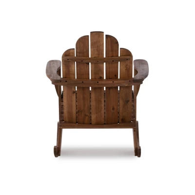 Outdoor Acacia Wood Adirondack Rocker Acorn Finish - Linon 4 Outdoor Acacia Wood Adirondack Rocker Acorn Finish - Linon - Image 4