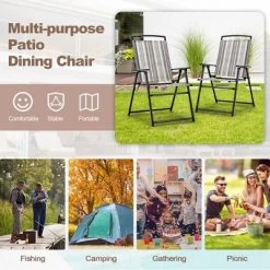 Costway 2pcs Patio Folding Sling Chairs Dining Armrest Backrest Outdoor Portable -Outdoor Comfort Deals Store GUEST b9170a18 36c6 44c3 b469 efeccd364016