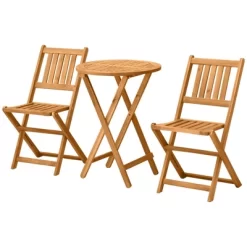 Outsunny Bistro Table And Chairs Set Of 2, Acacia Wood Patio Table, Wooden Folding Chairs, Varnished, 3 Piece Outdoor Furniture Set, Slatted, Teak -Outdoor Comfort Deals Store GUEST b933224b 21f4 4aa7 b6fc 8cbac0c58552