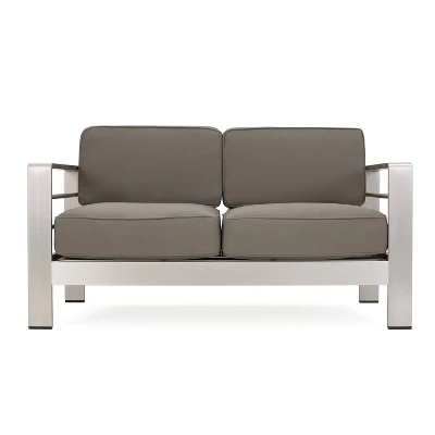 Cape Coral 5pc Aluminum And MGO Seating Set With Fire Table Khaki/Light Gray - Christopher Knight Home 3 Cape Coral 5pc Aluminum And MGO Seating Set With Fire Table Khaki/Light Gray - Christopher Knight Home - Image 3