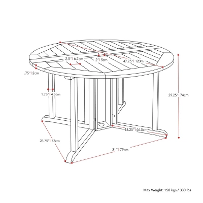 5pc Outdoor Folding Dining Set - Natural - CorLiving 10 5pc Outdoor Folding Dining Set - Natural - CorLiving - Image 10