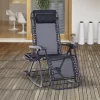 Outsunny Zero Gravity Reclining Rocking Chair, Lounge Rocker, Folding, Pillow, Side Tray, Cup And Phone Holder