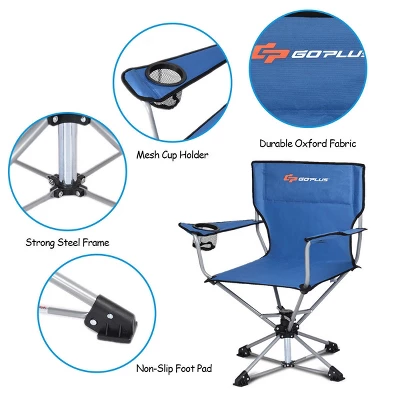 Costway Collapsible Portable Swivel Camping Chair 360degreesFree Rotation For Picnic Fishing 3 Costway Collapsible Portable Swivel Camping Chair 360degreesFree Rotation For Picnic Fishing - Image 3