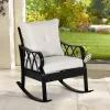 Outsunny Outdoor Wicker Rocking Chair With Padded Cushions, Aluminum Furniture Rattan Porch Rocker Chair W/ Armrest For Garden, Patio, And Backyard
