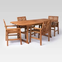 5pc Slatted Extendable Acacia Wood Patio Dining Set - Saracina Home -Outdoor Comfort Deals Store GUEST bc70cb01 d877 45b9 abc8 5ef3dadb9cf0