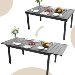 7pc Outdoor Dining Set With Expandable Metal Table - Captiva Designs