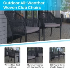 Flash Furniture Kallie Set Of 2 Aluminum Framed Stackable All-Weather Woven Club Chairs With Rounded Arms & Zippered Seat Cushions -Outdoor Comfort Deals Store GUEST bcb977a5 fa6a 488e b779 b9ef5f6db2b3