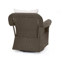 Amaya 5pc Outdoor 4 Wicker Swivel Chair & Fire Pit Set - Dark Brown/Beige/Matte Black - Christopher Knight Home -Outdoor Comfort Deals Store GUEST bcc8b2ec d672 4700 9e6e 495ef0578762