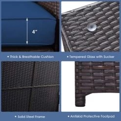 Costway 6PCS Patio Rattan Furniture Set 32'' Fire Pit Table Tank Holder With Cover Beige/Navy/Red/Turquoise -Outdoor Comfort Deals Store GUEST bd6b859c ff99 4510 9bc0 7c12d450aea1