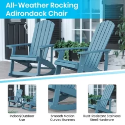 Flash Furniture Set Of 2 Savannah All-Weather Poly Resin Wood Adirondack Rocking Chairs With Side Table -Outdoor Comfort Deals Store GUEST be37fbfe 312d 4e76 a22a a630598f161e
