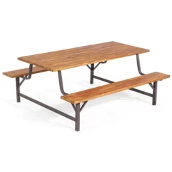 Costway Acacia Wood Patio Picnic Table Bench Set With 71'' Tabletop ＆ 2'' Umbrella Hole -Outdoor Comfort Deals Store GUEST bef9f4cc bef0 4bff 8c0f e57c3ca81936