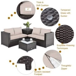 Tangkula 4 PCS Patio Rattan Furniture Set Wicker Conversation Set W/Storage Box 11 Tangkula 4 PCS Patio Rattan Furniture Set Wicker Conversation Set W/Storage Box -Outdoor Comfort Deals Store GUEST bf0adb54 ea28 4669 867f a6bce99e22b4