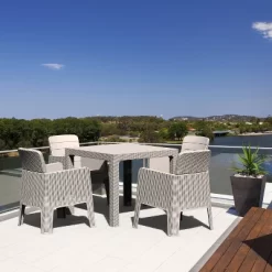 Lucca 5pc Dining Set With Cushions - Gray/Beige - DUKAP