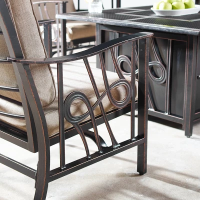 5pc Set With 42" Square Outdoor Aluminum Fire Table & Four Chairs - Oakland Living 13 5pc Set With 42" Square Outdoor Aluminum Fire Table & Four Chairs - Oakland Living - Image 13