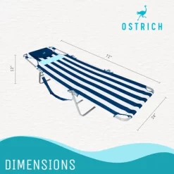 Ostrich Comfort Lounger Face Down Sunbathing Chaise Lounge Beach Chair, Stripes