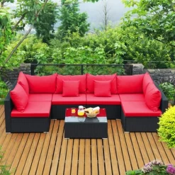 Costway 7PCS Patio Rattan Sofa Set Sectional Conversation Furniture Set Garden -Outdoor Comfort Deals Store GUEST c36d9a84 bc02 4fad bf4b c52070ebc82d