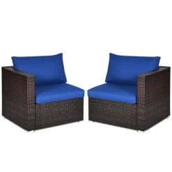 Costway 4PCS Patio Rattan Corner Sofa Sectional Furniture SetBlueBeigeNavy Cushion -Outdoor Comfort Deals Store GUEST c374fb0d 0d94 4804 abd1 5ea9cff08064