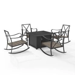 5pc Dahlia Outdoor Steel Set With Fire Table Taupe/Matte Black - Crosley -Outdoor Comfort Deals Store GUEST c38065b6 5d6a 44ec 830e ec5080c7b97c