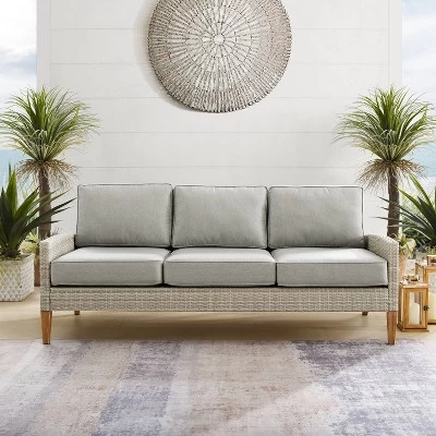 Capella Outdoor Wicker Sofa - Gray/Acorn - Crosley 5 Capella Outdoor Wicker Sofa - Gray/Acorn - Crosley - Image 5